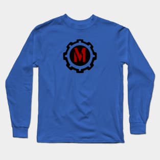 Red Letter M in a Black Industrial Cog Long Sleeve T-Shirt